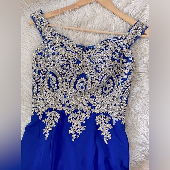 Midnight Blue Beaded Formal Dress (4) - Picture 5 of 14